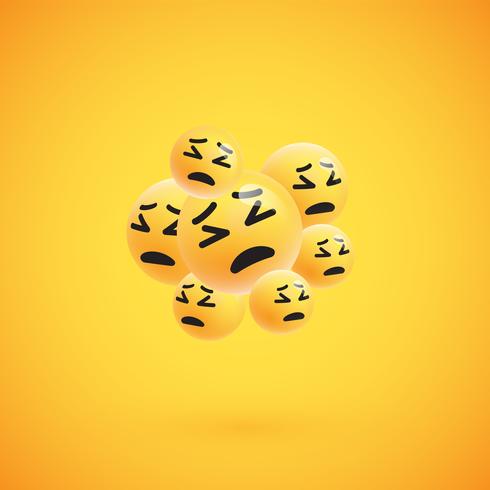 Group of high detailed yellow emoticons, vector illustration