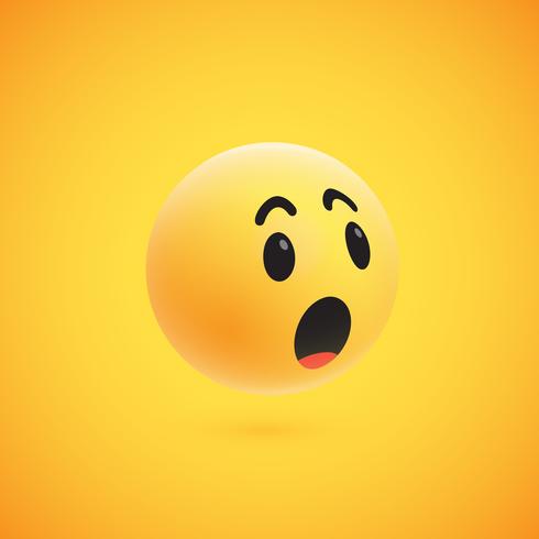 Cute high-detailed yellow 3D emoticon for web, vector illustration