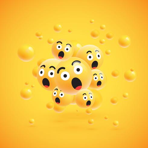 Group of high detailed yellow emoticons, vector illustration