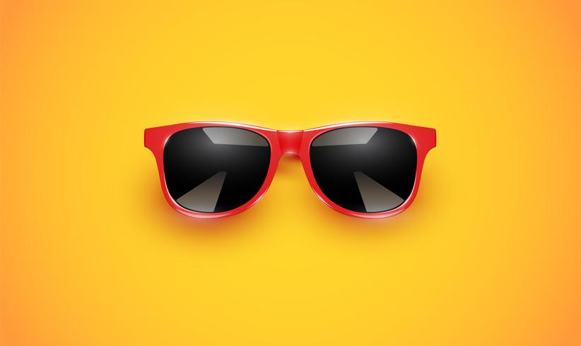 Gafas de sol vector realista en un fondo colorido, ilustración vectorial