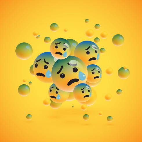 Group of high detailed yellow emoticons, vector illustration