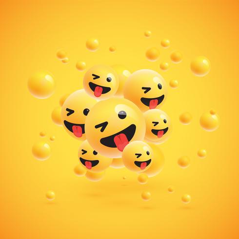 Group of high detailed yellow emoticons, vector illustration