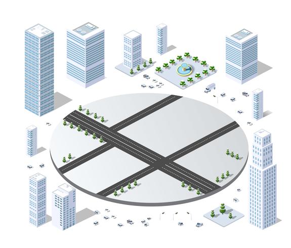 Set of isometric objects and elements vector