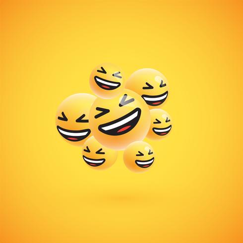 Group of high detailed yellow emoticons, vector illustration