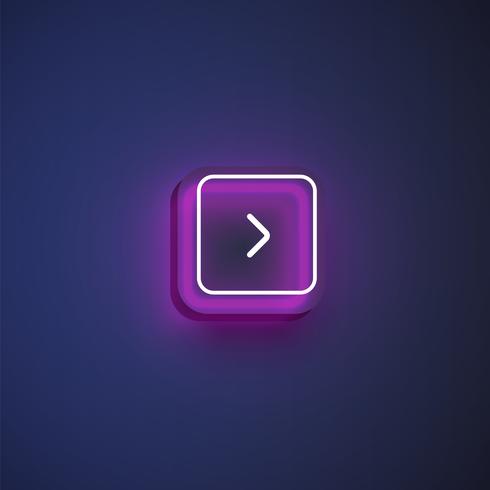 Colorful neon 'next' button with an arrow for websites or online usage, vector illustration