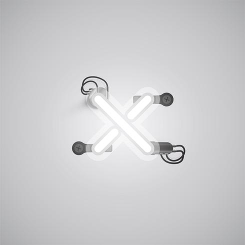 Gray realistic neon character with wires and console from a fontset, vector illustration
