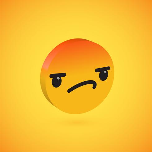 Yellow high detailed 3D disc emoticon, vector illustration