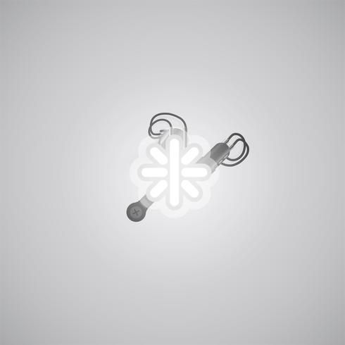 Gray realistic neon character with wires and console from a fontset, vector illustration