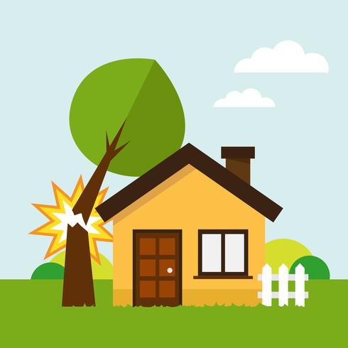House and broken tree vector
