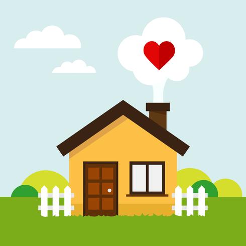 Love heart house vector