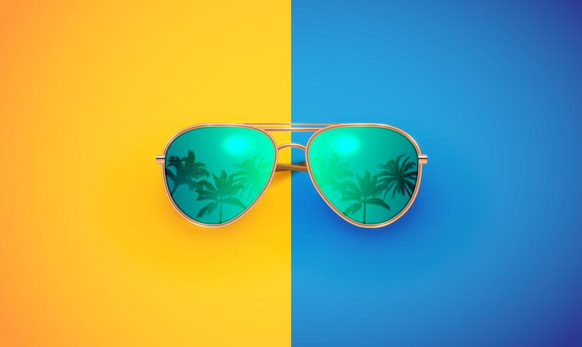 Realistic vector sunglasses on a colorful background, vector illustration