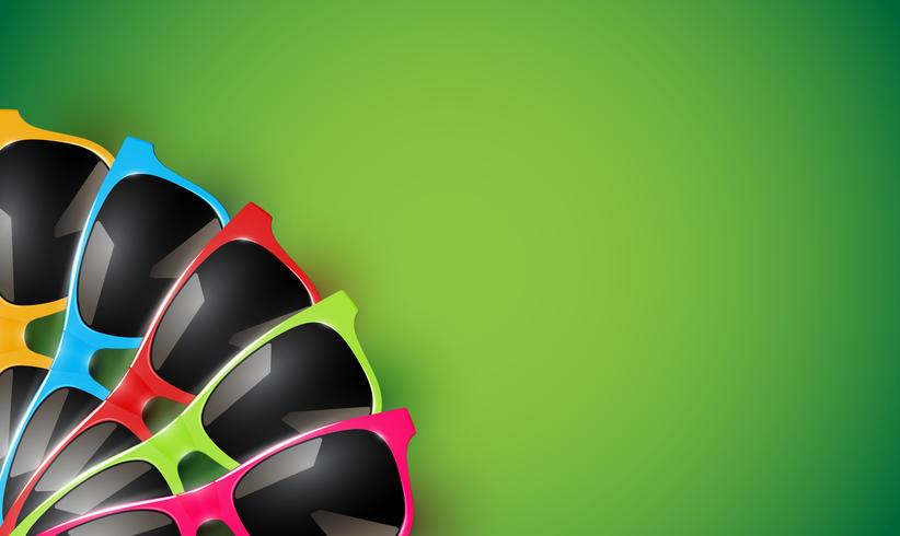 Realistic vector sunglasses on a colorful background, vector illustration