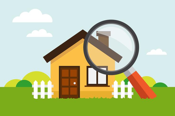 House with magnifying glass vector