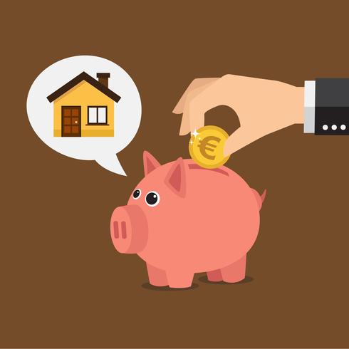 Piggy bank, house vector