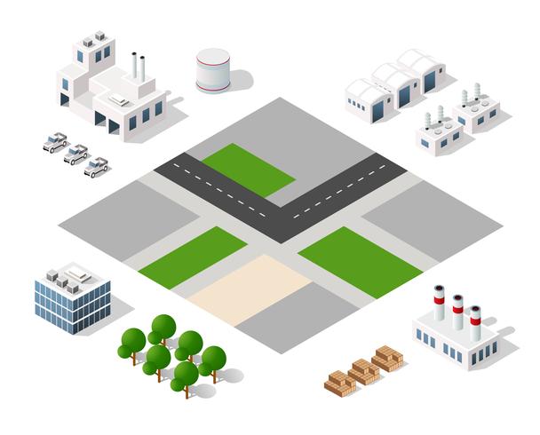 Conjunto de modernos edificios isométricos. vector