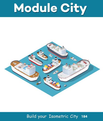 Isometric models of ships vector