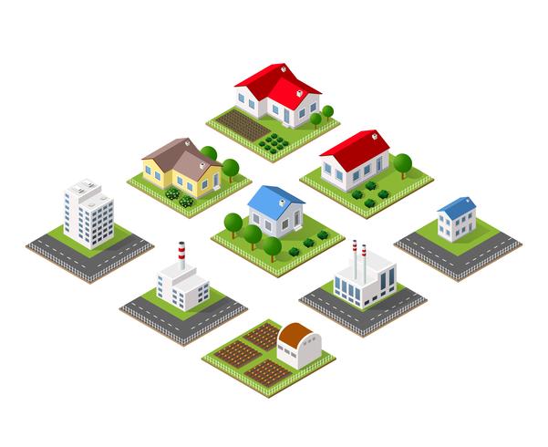 Farm set of houses vector