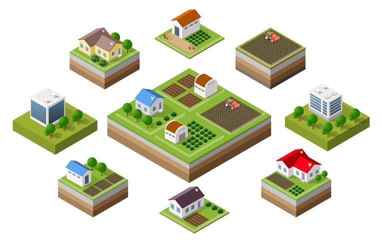 Farm set of houses vector