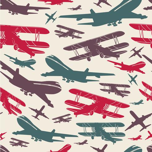 Airplane retro seamless template vector