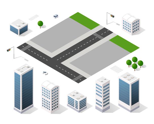 Conjunto de modernos edificios isométricos. vector