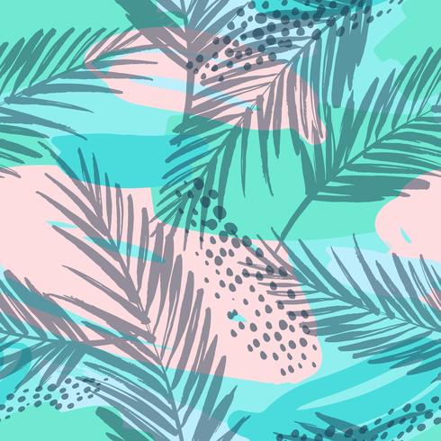 Sin fisuras patrón exótico con plantas tropicales. Vector de fondo