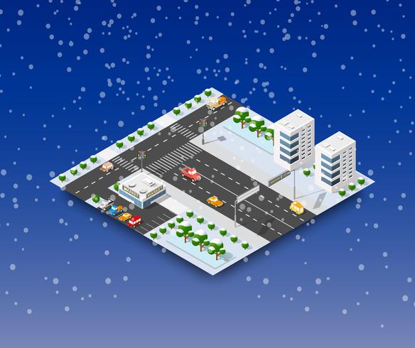 City winter landscape vector