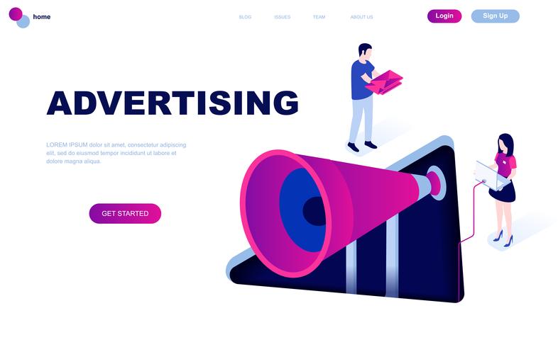 Modern flat design isometric concept of Advertising and Promotion vector