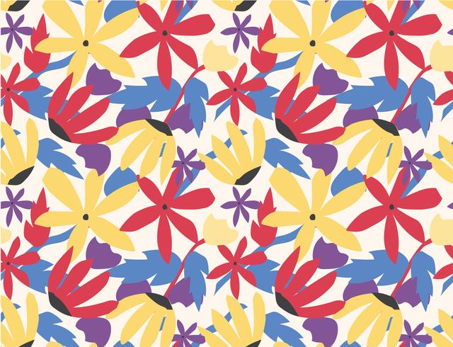 seamless pattern colorful flower pop art style vector