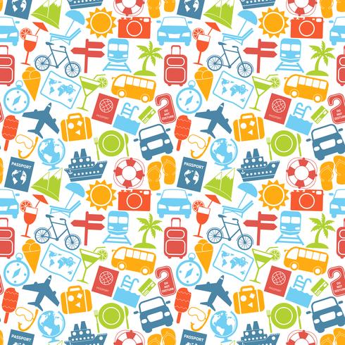 Travel seamless pattern vector
