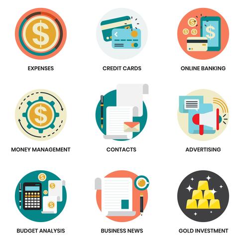 Business icons set for business, marketing vector