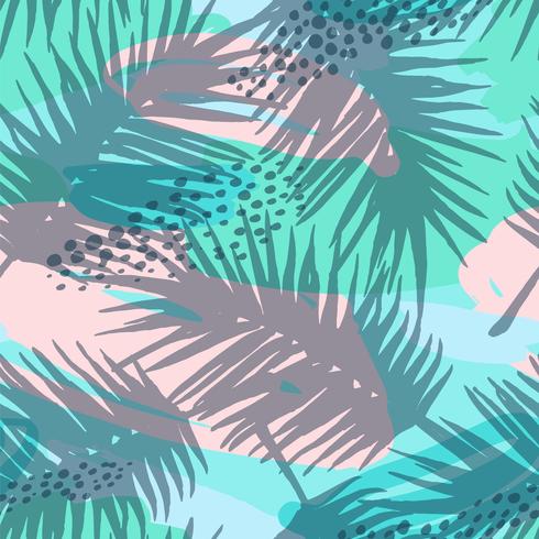 Sin fisuras patrón exótico con plantas tropicales. Vector de fondo