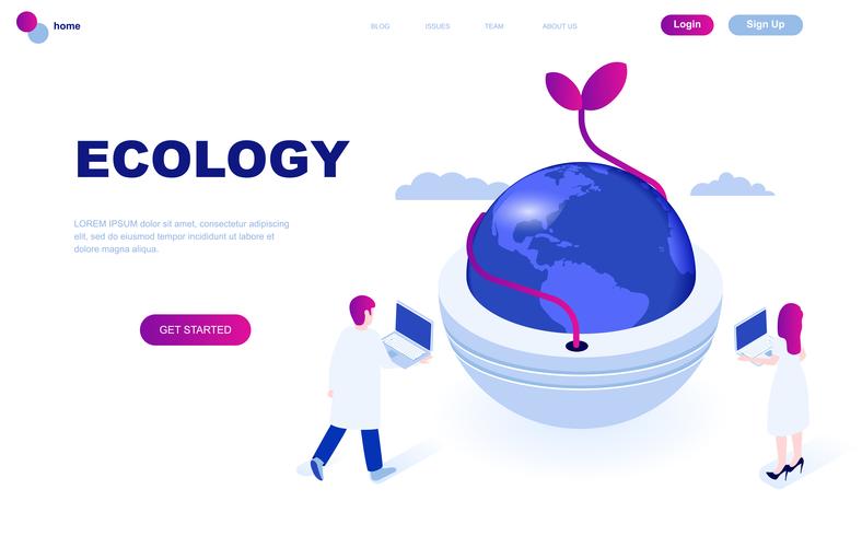 Modern flat design isometric concept of Ecology Earth vector