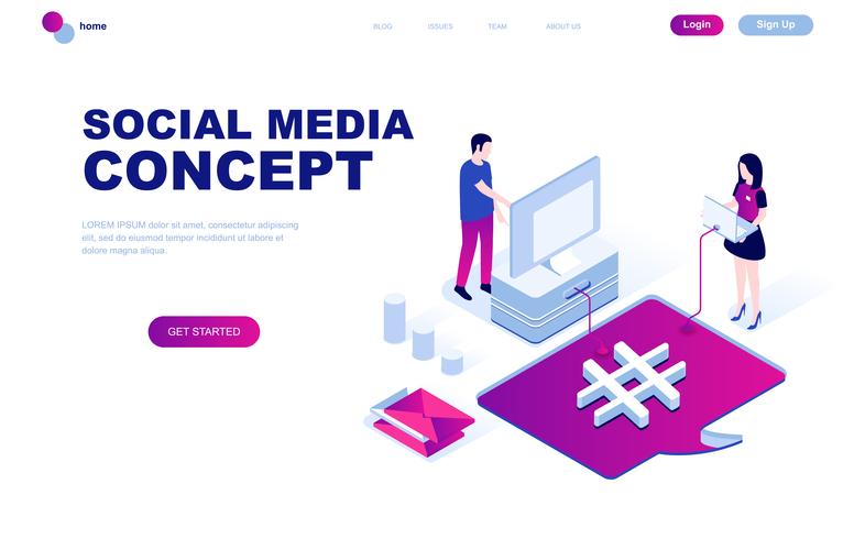 Modern flat design isometric concept of Social Media vector