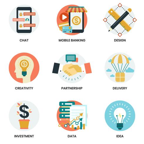 Business icons set for business, marketing vector