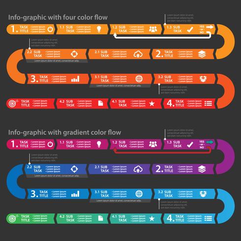 Clean corporate infographic process flowchart vector illustration
