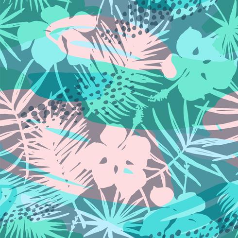 Seamless exotic pattern with tropical plants. Vector background.