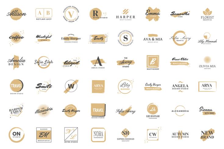Feminine Vintage Retro Vector Logo for banner