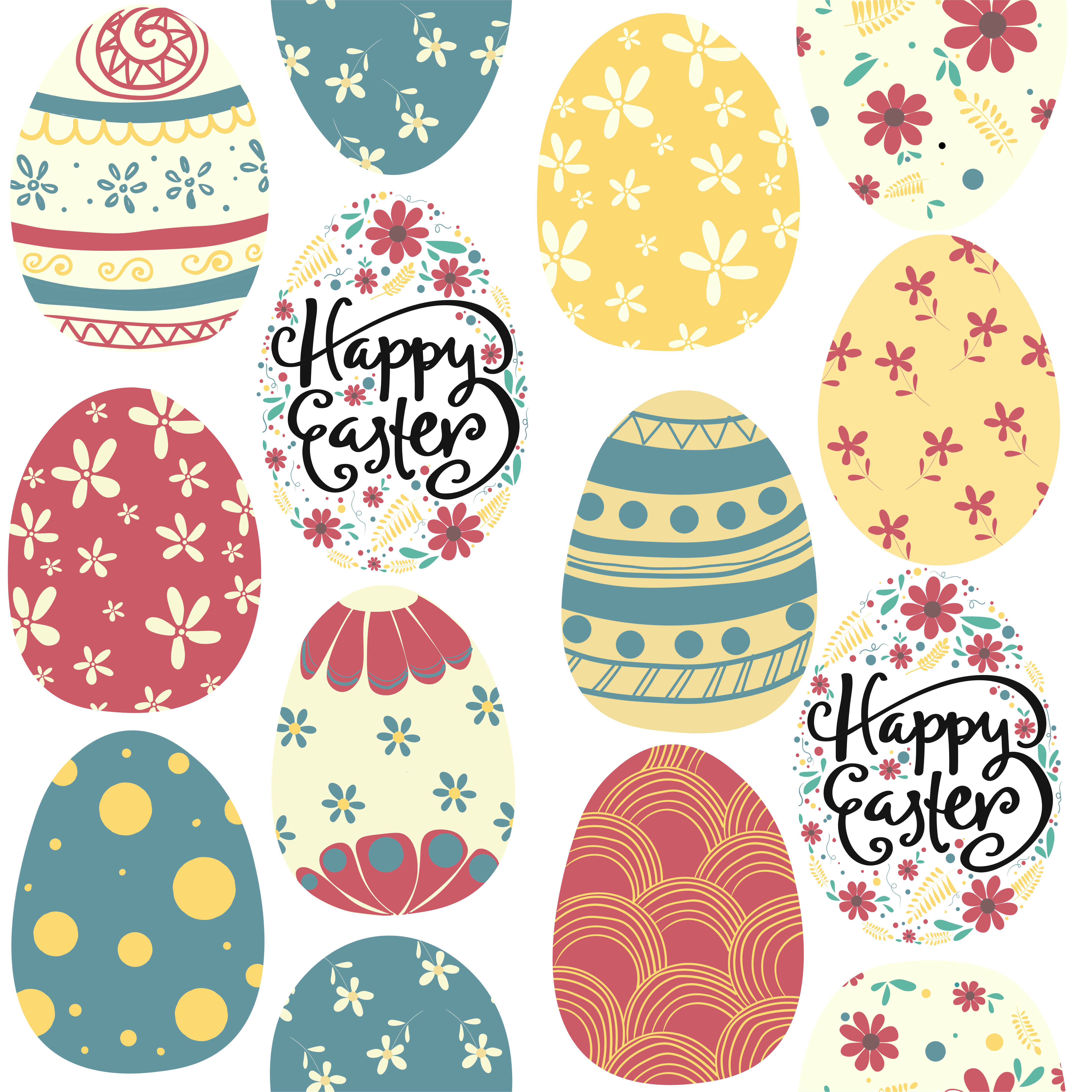 happy Easter day cute colorful eggs pattern seamless ...