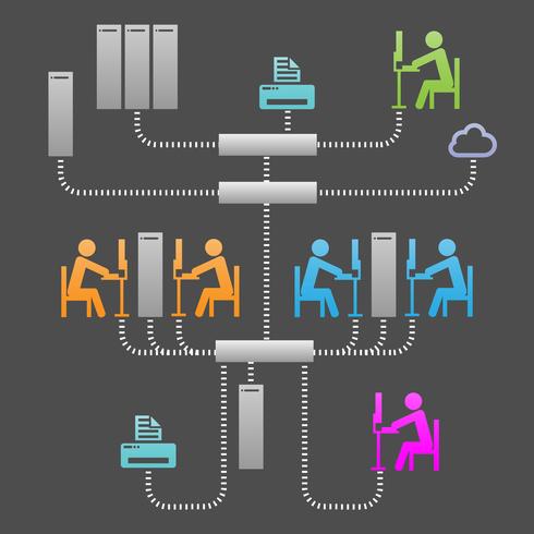 Illustrazione di vettore dell&#39;infrastruttura del sistema di comunicazione della rete