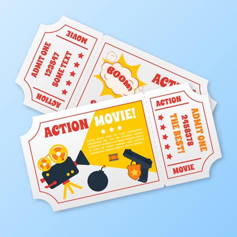 Action movie tickets set vector