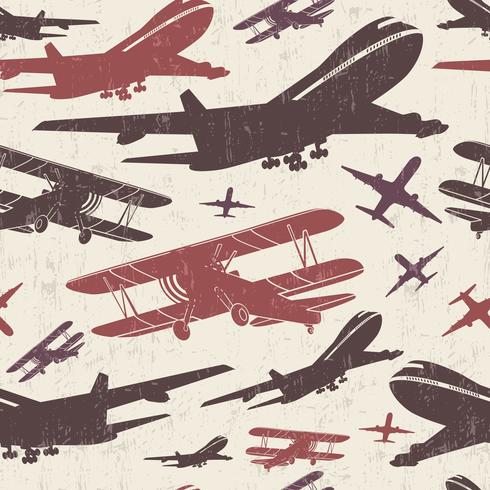 Airplane retro seamless template vector