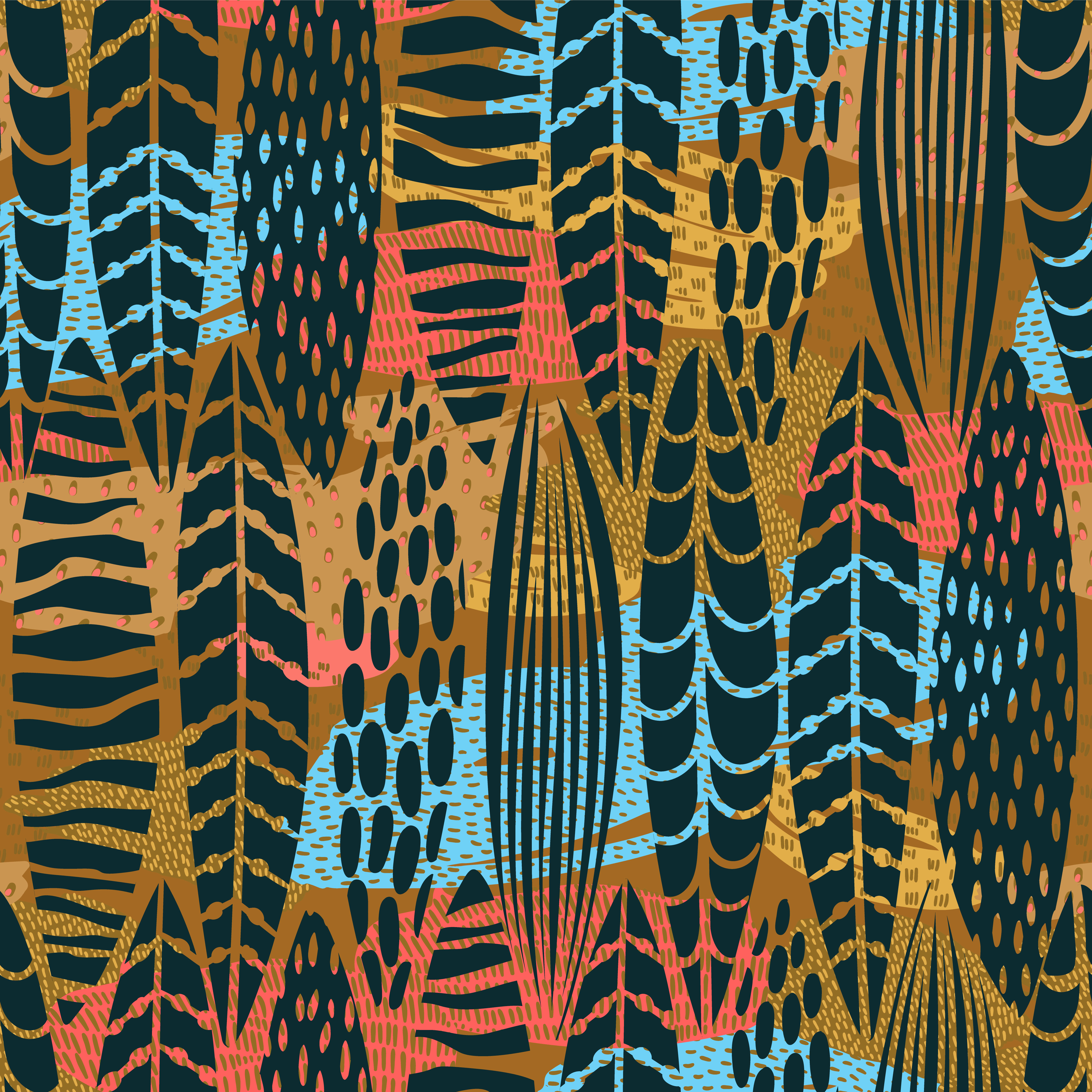 Tribal seamless pattern with abstract leaves. Hand draw Tribal seamless pattern with abstract leaves. Hand draw