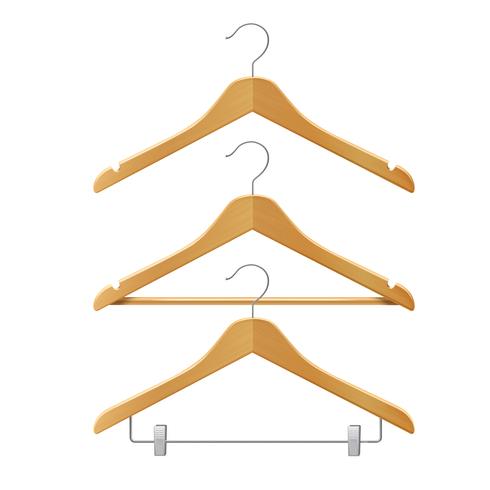 Clothes wooden hangers vector