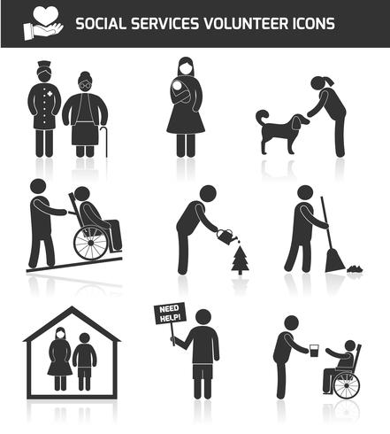 Volunteer icons set vector