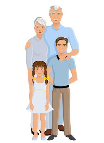 Abuelos nieta y nieto vector