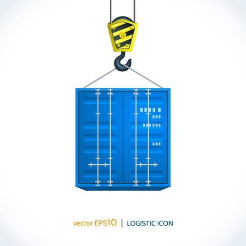 Logistic icon crane hook container vector