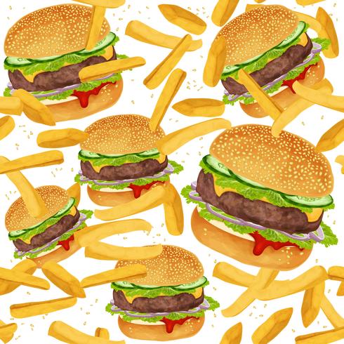 Hamburguesa de patrones sin fisuras vector