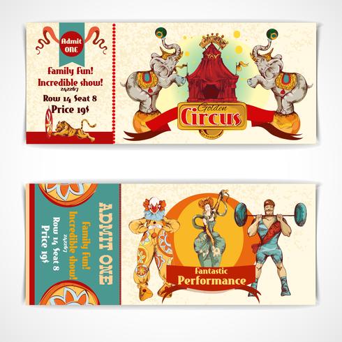 Set de entradas circo vintage vector