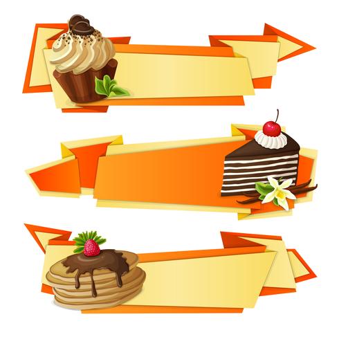 Sweets paper banners vector