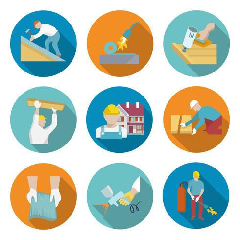 Roofer Icons Set vector